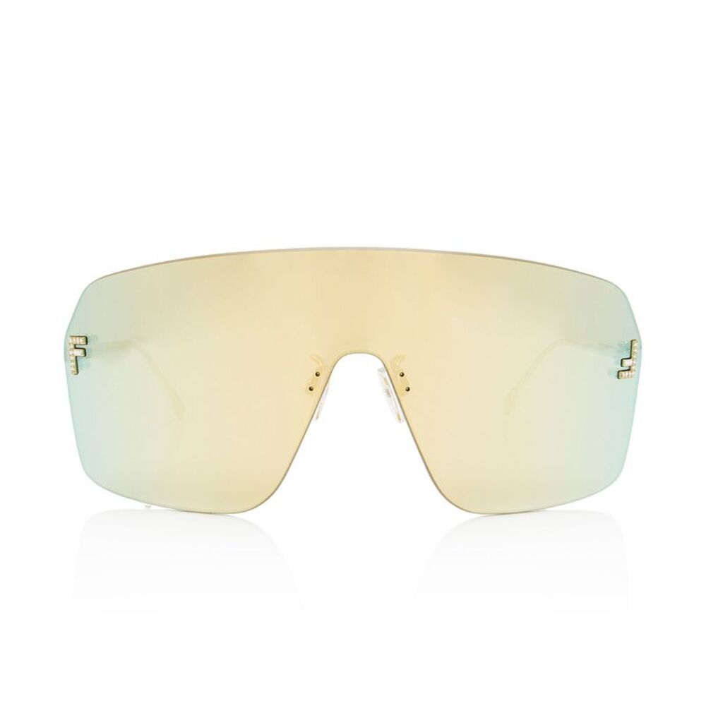 Fendi Mirrored Crystal F Gold Shield Sunglasses